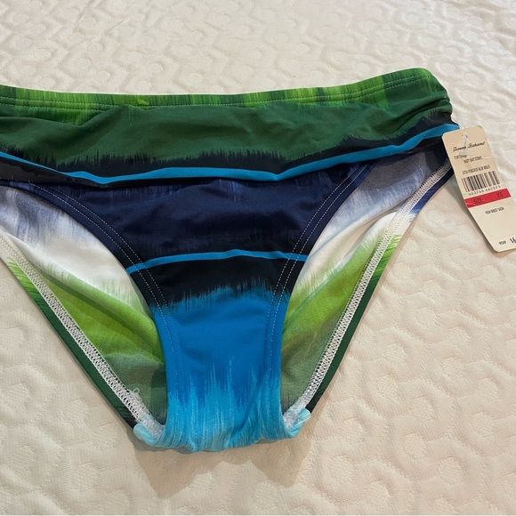 NWT Tommy Bahama Hazy Kat Stripe Bikini Bottom Peacock Blue Size XS Swim Beach - Picture 2 of 10